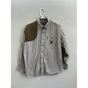 North River Outfitters Mens Buton Down Shirt Size Medium Tan Long Sleeve Vintage